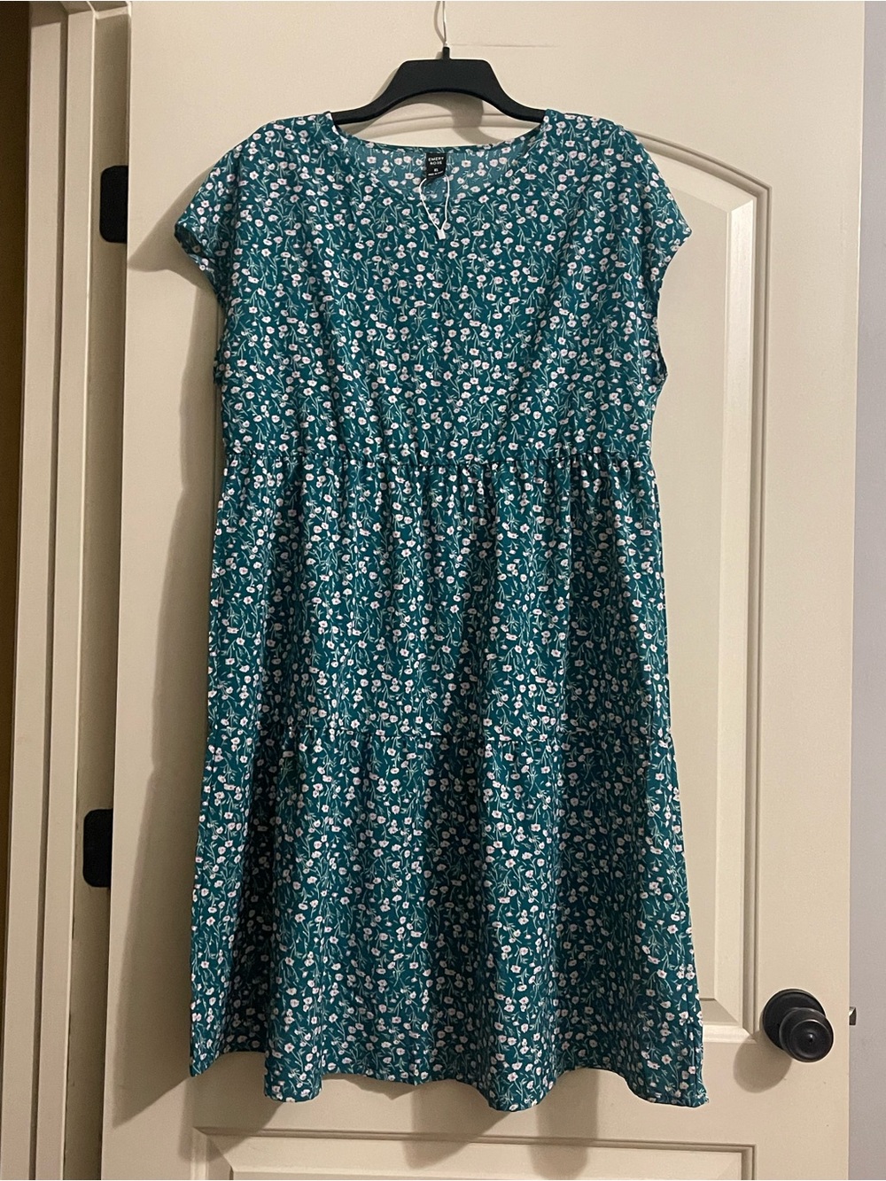 Emery Rose Green Floral Dress with Cap Sleeves - Women's XL
